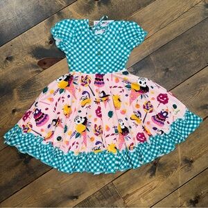 NWT size 6 Dear Chase Halloween Candy Twirl Dress Teal Plaid Pink